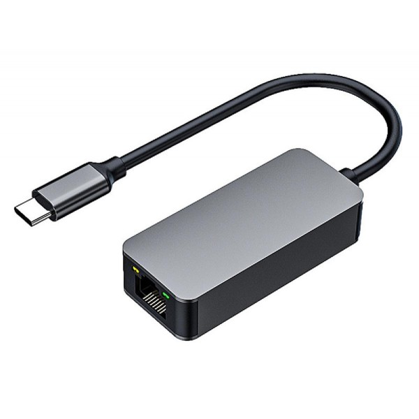 POWERTECH αντάπτορας USB-C σε RJ45 PTH-080, 10M/100M/1000M/2.5G, γκρι