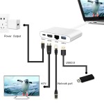 POWERTECH USB-C hub PTH-085, HDMI/RJ45/USB/USB-C PD θύρες, γκρι