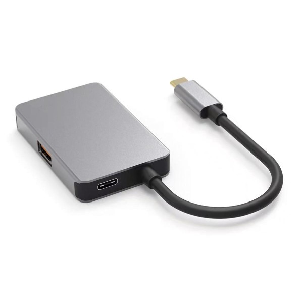 POWERTECH USB-C hub PTH-102, USB-C & 3x USB θύρες, 10Gbps, γκρι