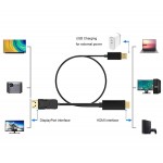 POWERTECH καλώδιο DisplayPort σε HDMI PTH-104, USB, 4K, 1.8m, μαύρο