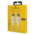 POWERTECH καλώδιο USB-C PTR-0183, 60W, 480Mbps, 1m, λευκό