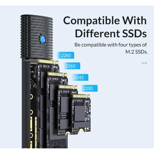 ORICO θήκη για Μ.2 SSD PWM2-PK-EP, 5Gbps, έως 4TB, ροζ