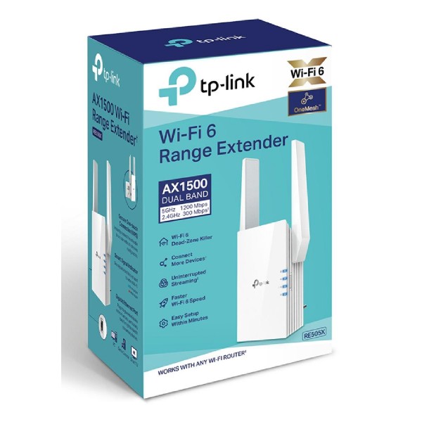 TP-LINK WiFi 6 range extender RE505X, AX1500 dual-band