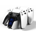 ROAR βάση φόρτισης gamepad RR-0020 για 2x PS5 DualSense, λευκή