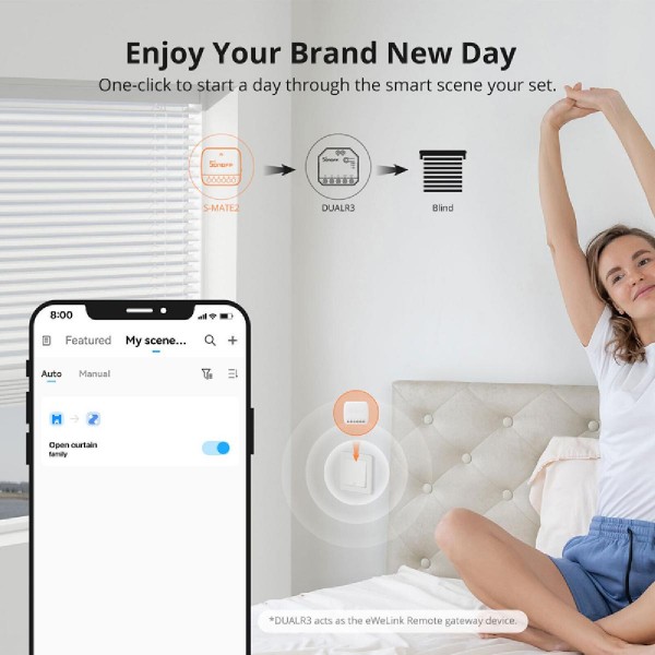 SONOFF smart διακόπτης S-MATE2, 3 κανάλια, μπαταρίας, λευκός