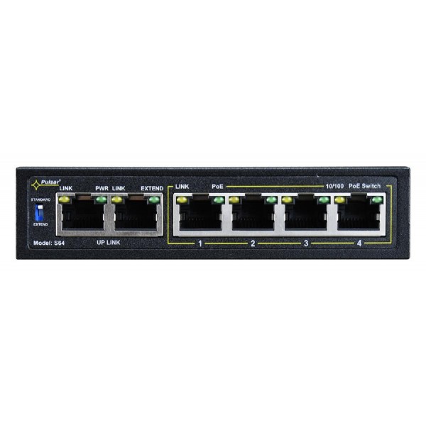 PULSAR PoE Ethernet Switch S64, 6x ports 10/100Mb/s