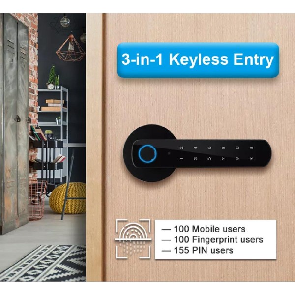 SECUKEY ηλεκτροπύρος D100-BT, συνδυασμού & fingerprint, μαύρος