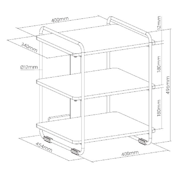 BRATECK ραφιέρα δαπέδου SFR-04, 454x400x496mm, έως 90kg, καφέ-μαύρο