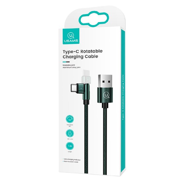 USAMS καλώδιο USB-C σε USB SJ477, περιστρεφόμενο βύσμα, 2A, 1m, πράσινο