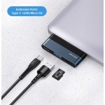 USAMS USB-C hub US-SJ491, USB/USB-C PD/micro SD θύρες, γκρι