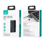 USAMS USB-C hub US-SJ491, USB/USB-C PD/micro SD θύρες, γκρι