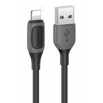 USAMS καλώδιο Lightning σε USB US-SJ595, 2.4A, 1m, μαύρο