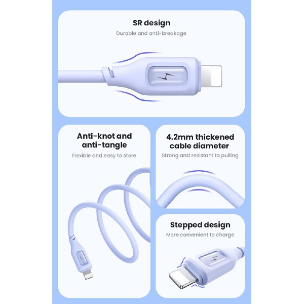 USAMS καλώδιο Lightning σε USB US-SJ618, 12W, 1m, μαύρο