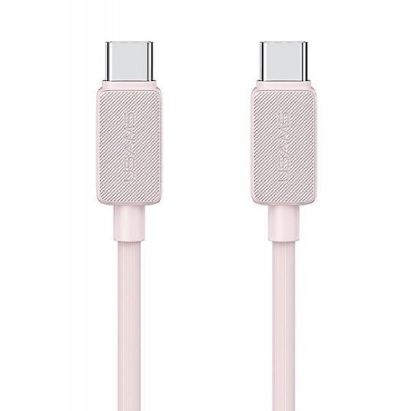 USAMS καλώδιο USB-C σε USB-C US-SJ691, 60W, 480Mbps, 1m, ροζ