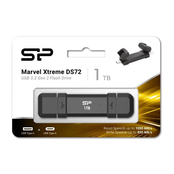 SILICON POWER εξωτερικός SSD Marvel Xtreme DS72 USB-C/USB 3.2 1TB, μαύρο