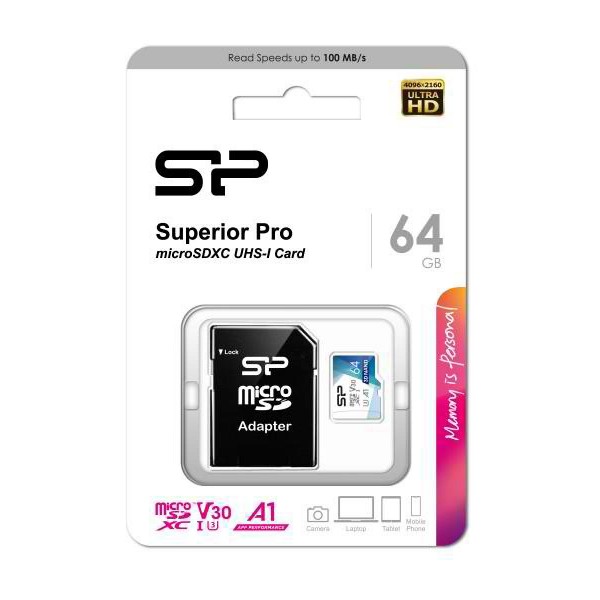 SILICON POWER κάρτα μνήμης Superior Pro microSDXC UHS-I, 64GB, Class 30