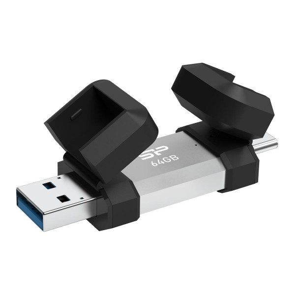 SILICON POWER USB Flash Drive C51, USB/USB-C, 64GB, 120MBps, ασημί