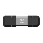 SILICON POWER USB Flash Drive C51, USB/USB-C, 64GB, 120MBps, ασημί