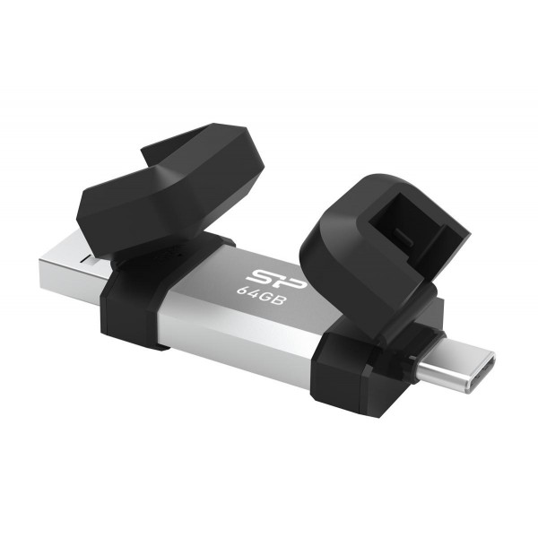 SILICON POWER USB Flash Drive C51, USB/USB-C, 64GB, 120MBps, ασημί