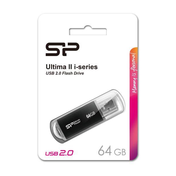 SILICON POWER USB Flash Drive Ultima II-I, 64GB, USB 2.0, μαύρο