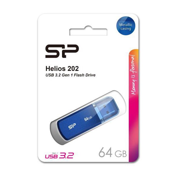 SILICON POWER USB Flash Drive Helios 202, 64GB, USB 3.2, μπλε