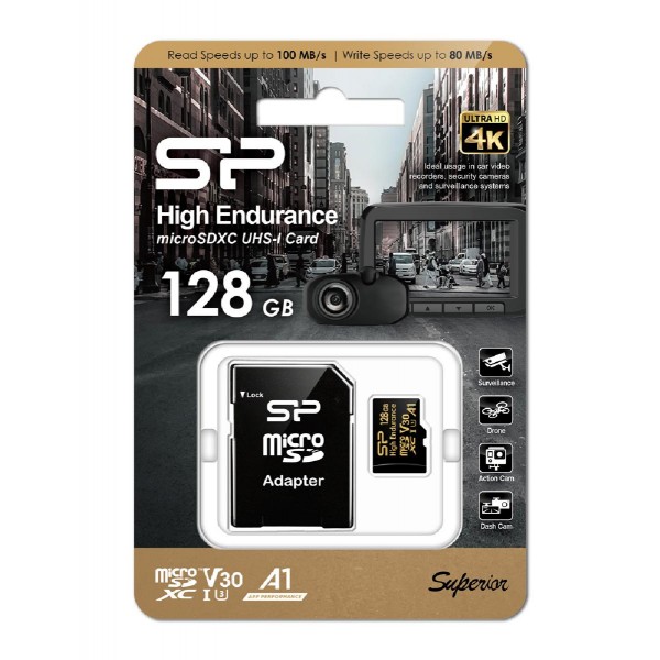 SILICON POWER κάρτα μνήμης microSDHC High Endurance, 128GB, Class 10 UHS-I U3 A1 V30