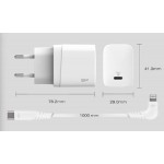 SILICON POWER φορτιστής τοίχου QM10 με καλώδιο, USB-C, 18W, MFi, λευκός