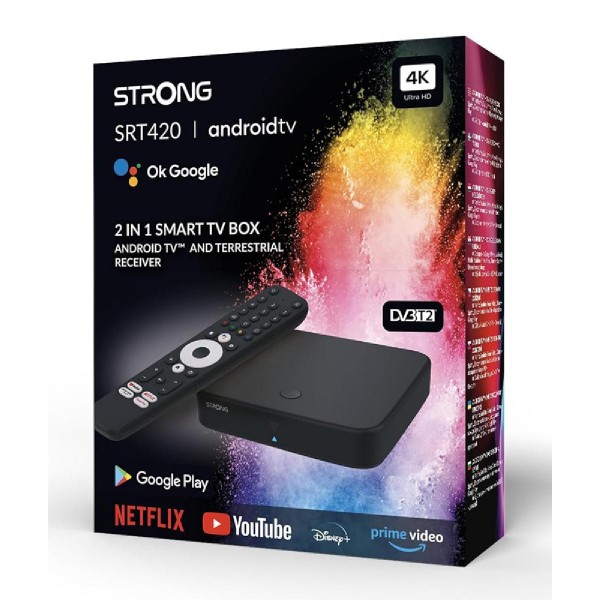 STRONG TV Box SRT420 με ψηφιακό δέκτη DVB-T2, Google/Netflix πιστοποίηση, 4K, WiFi, Android 11