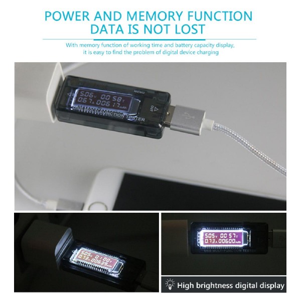 SUNSHINE USB tester φόρτισης SS-302A, V/A/Time/mAh