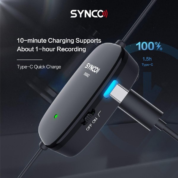 SYNCO μικρόφωνο Lav-S6M2, clip-on, omnidirectional, 3.5mm, 400mAh, μαύρο