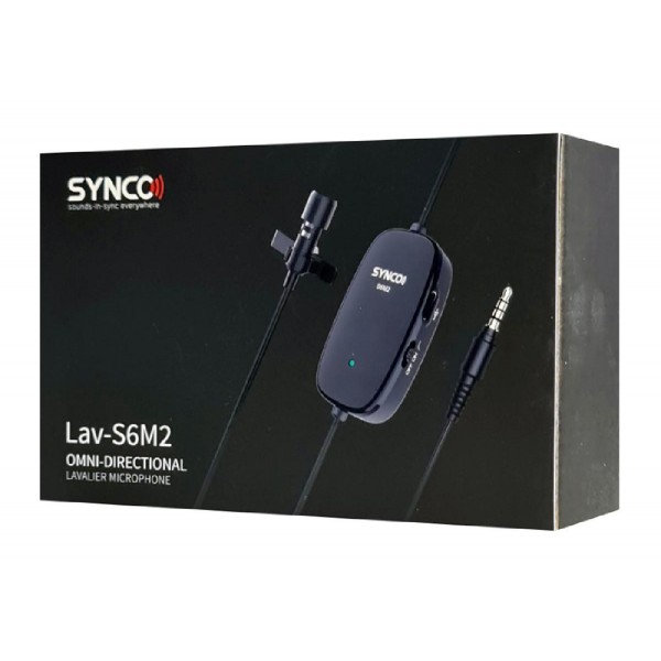 SYNCO μικρόφωνο Lav-S6M2, clip-on, omnidirectional, 3.5mm, 400mAh, μαύρο