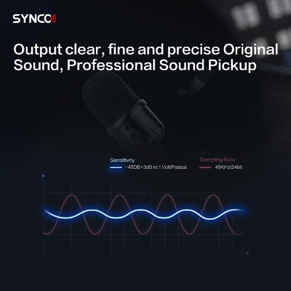 SYNCO επιτραπέζιο μικρόφωνο SY-V1M-CMIC, δυναμικό, καρδιοειδές, USB