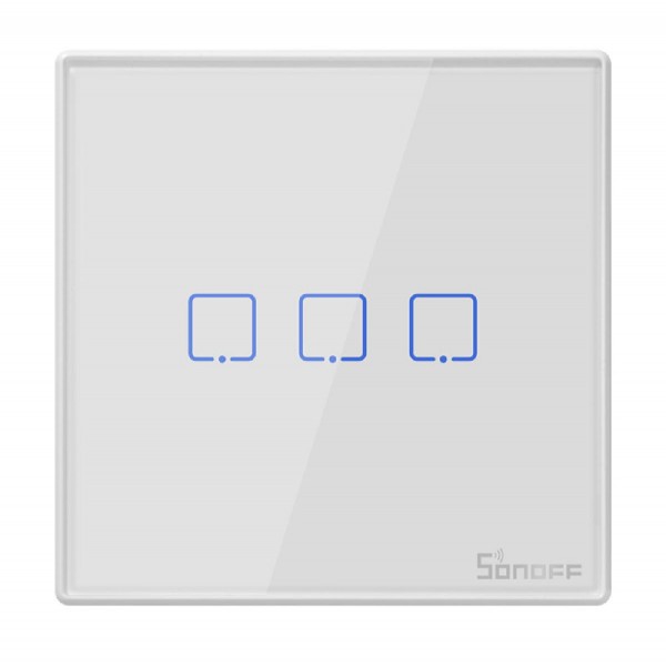 SONOFF smart διακόπτης T2EU3C-RF 433MHz, αφής, τριπλός, λευκός