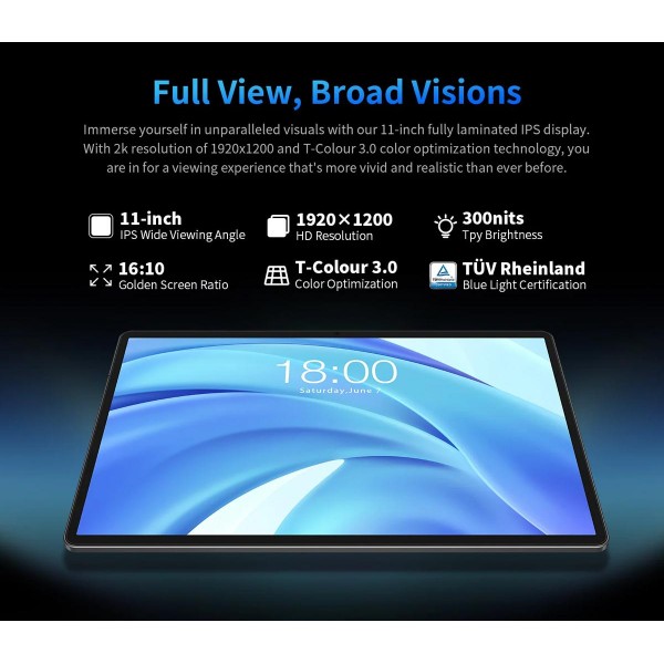 TECLAST tablet T50HD, 11" HD, 6/256GB, Android 14, 4G, 8000mAh, γκρι