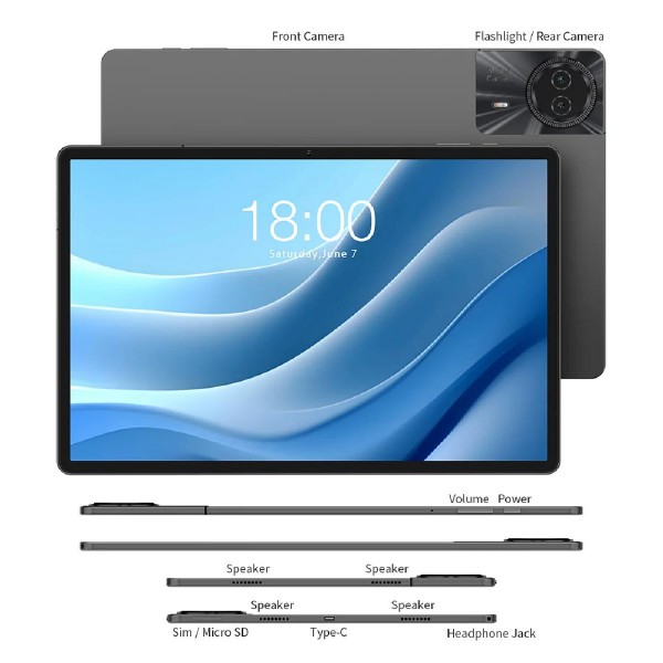 TECLAST tablet T50 Max, 11", 8/256GB, 4G, Android 14, 8000mAh, γκρι