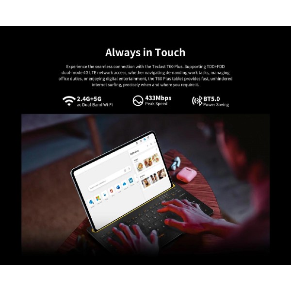 TECLAST tablet T60 Plus, 12", 6/128GB, 4G, Android 14, 8000mAh, μπλε