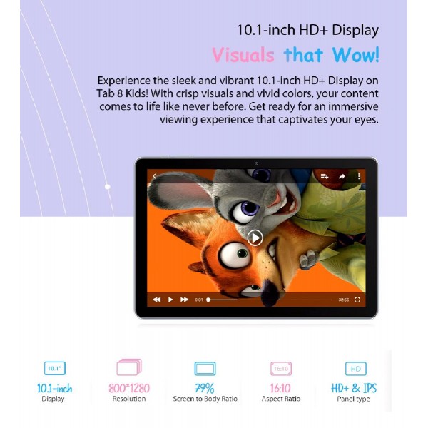 BLACKVIEW tablet Tab 8 Kids, 10.1", 4/128GB, Android 12, 6580mAh, ροζ