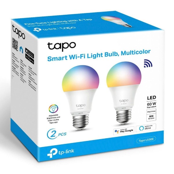 TP-LINK Smart λάμπα LED TAPO-L530E WiFi, 8.7W E27, 2500K-6500K RGB, 2τμχ