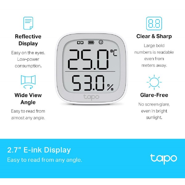 TP-LINK smart θερμόμετρο & υγρασιόμετρο Tapo T315, -20~60 °C, Ver 1.0