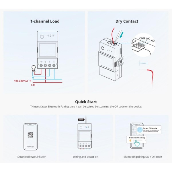 SONOFF smart διακόπτης ελέγχου θερμοκρασίας/υγρασίας THR320D, WiFi, 20A