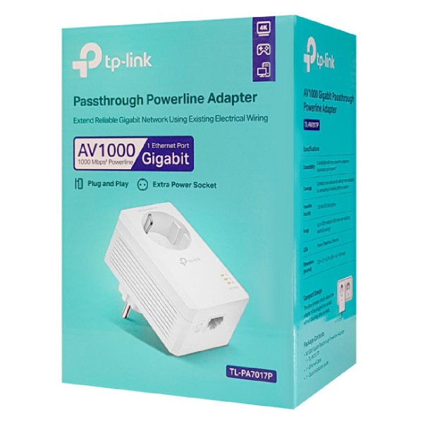 TP-LINK Powerline TL-PA7017P, Passthrough, AV100 Gigabit, Ver. 4.0