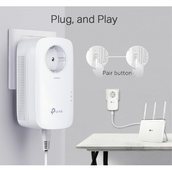 TP-LINK Passthrough Powerline Starter Kit TL-PA8010P KIT, AV1300 Gigabit