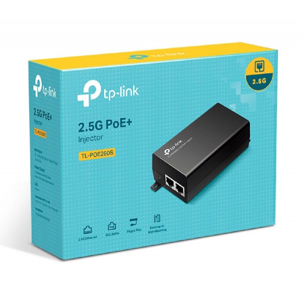 TP-LINK 2.5G PoE+ Injector TL-POE260S, IEEE 802.3af/at, Ver. 1.0