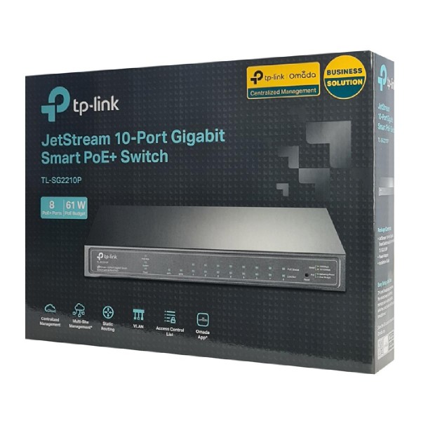 TP-LINK JetStream switch TL-SG2210P, 10-Port Gigabit, 8x PoE+, Ver. 5.0