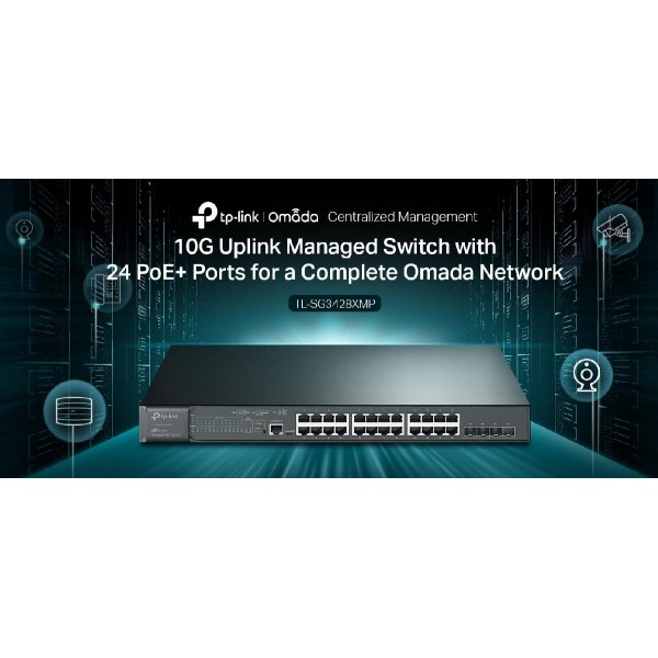 TP-LINK L2+ Managed Switch TL-SG3428XMP, 24x PoE+, 4x SFP+, Ver. 2.0