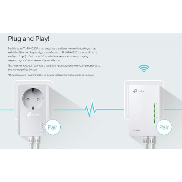 TP-LINK Powerline Wi-Fi Kit TL-WPA4226-KIT, AV600 600Mbps