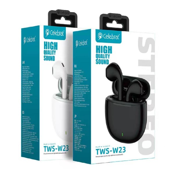 CELEBRAT earphones με θήκη φόρτισης TWS-W23, True Wireless, λευκά