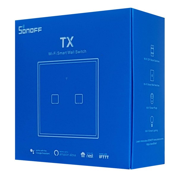 SONOFF smart διακόπτης ΤΧ-T2EU2C, αφής, διπλός, λευκός