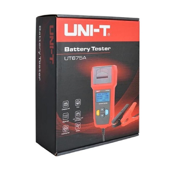 UNI-T tester μπαταρίας αυτοκινήτων UT675A με κροκοδειλάκια & εκτυπωτή