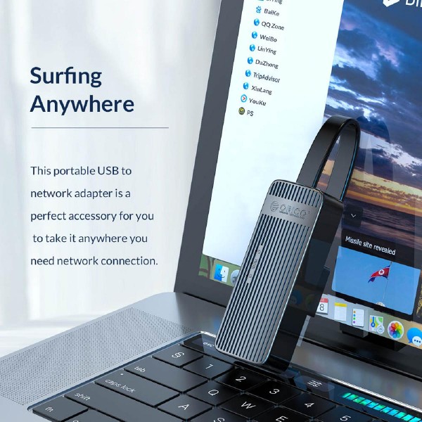 ORICO αντάπτορας USB 2.0 σε Ethernet UTK-U2, 100 Mbps, μαύρο